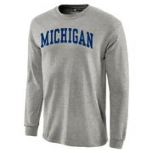 Michigan Wolverines Basic Arch Long Sleeve T-Shirt - Gray