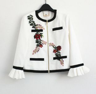 Aimmiid Embroidered Ruffle Neck Jacket