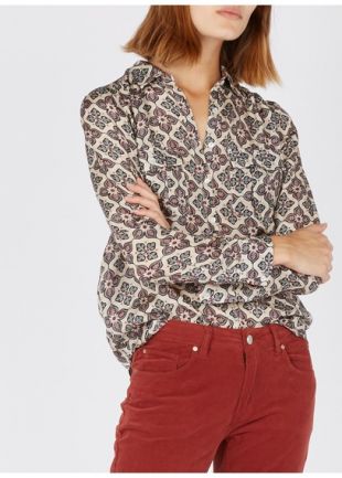 CHEMISE COL CLASSIQUE IMPRIMÉE EN SOIE KAKI