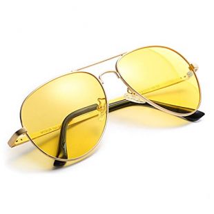 Myiaur Lunette Soleil Anti Eblouissement Conduite de Nuit/Lunette Verre Jaune polarisée - Protection 100% UVA UVB (or-1, Jaune)