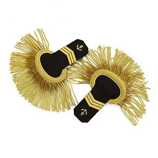 Naval Epaulettes with Black Wool & Gold Bullion Fringe