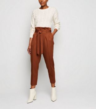 Rust High Waist Tapered Trousers