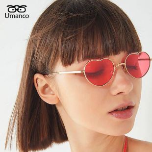€3.68 45% de réduction|Umanco 2019 chaude de luxe à la mode multicolore coeur lunettes de soleil femmes hommes cadre en métal AC lentille marque plage accessoires de plein air cadeaux on AliExpress