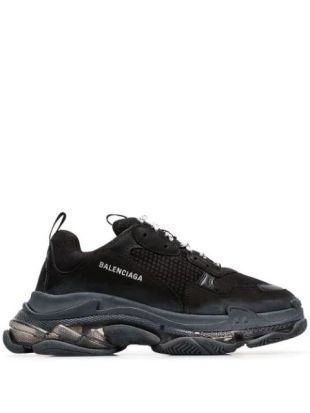 Black Triple S Clear Sole Sneak­ers