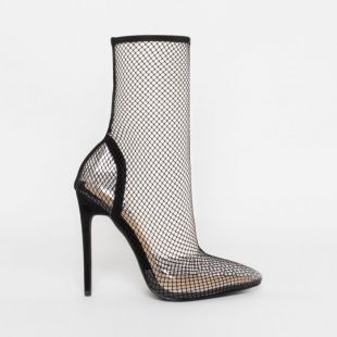 Black Clear Fishnet Heels