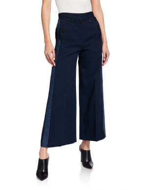 Side-Stripe Culottes with Sailor Buttons