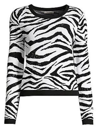 Connie Embellished Stretch-Wool Zebra Sweater