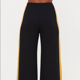 Black Con­trast Stripe Wide Leg Trousers