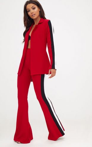 Red  Flared Trousers
