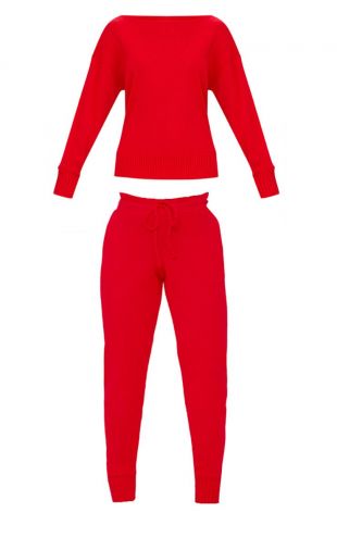 Red Jogger Knitted Set