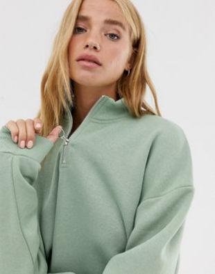 Pull&Bear - Sweat-shirt zippé devant - Vert | ASOS