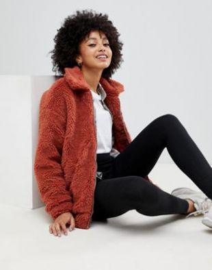 New Look - Bomber en fausse fourrure - Rouille | ASOS