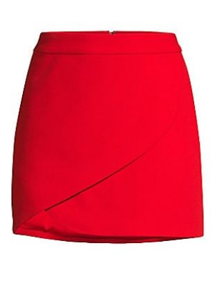 Red Asymmetric Mini Skirt