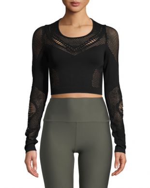 Black Mesh Crop Top