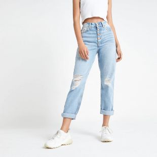 Light blue Mom rip jeans