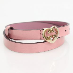 Gucci - Lady's heart buckle belt leather pink