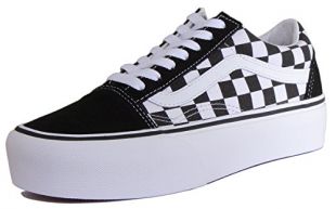 Vans Unisex Checkerboard Old Skool Platform Suede Canvas Black White Trainers 9 W / 7.5 M US