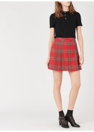 JUPE COURTE TAILLE NORMALE À CARREAUX ÉCOSSAIS ROUGE