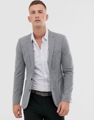 super skinny jersey blazer in gray