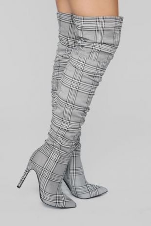 Heeled Boots Plaid