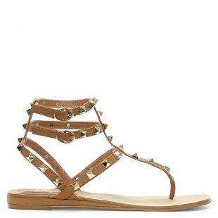 DF By Daniel - DF By Daniel Verity Tan Square Studded Gladiator Sandals