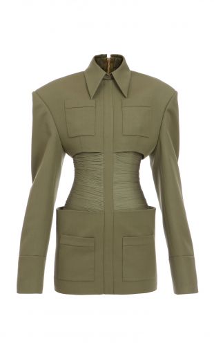Ruched Wool Blend Blouse