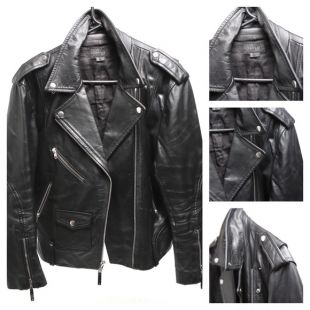 Men’s Black Leather Medium Biker Jacket