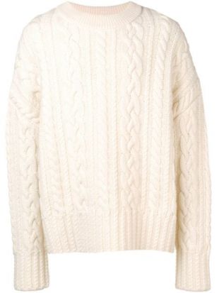 Ami Paris Crewneck Cable Knit Oversize Sweater