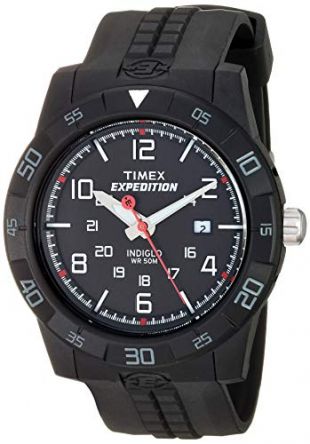Timex Men's Expedition Rugged Analogue Quartz Watch with Black Dial Chronograph Display and Black Plastic Strap T49831