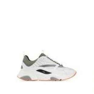 Sneaker B22 en maille technique blanche et kaki avec veau blanc et gris - Souliers - Mode Homme | DIOR