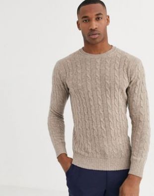 Moss London - Pull ras de cou à torsades - Grège | ASOS
