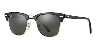 Ray-Ban RB3016 Clubmaster Sunglasses (51 mm, Solid Black G15 Lens) Ê