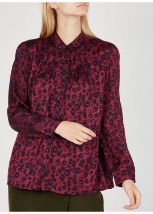 CHEMISE COL CLASSIQUE IMPRIMÉE LÉOPARD  GRENAT