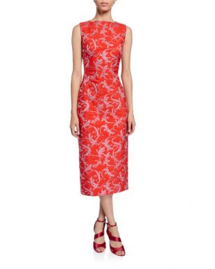 Red Lizard Jacquard Dress