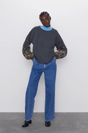 SWEAT AVEC MANCHES À FLEURS