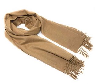 100% Pure Cashmere - Classic Plain Scarf - Camel Colour - Extra Wide
