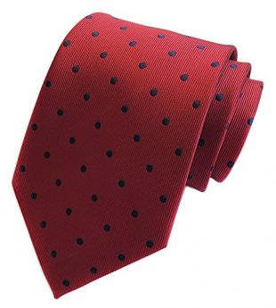 Secdtie Men's Polka Dot Silk Ties Jacquard Woven for Wedding Party Business - Red -