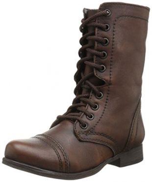 Steve Madden Women's Troopa Combat Boot, Brown Leather, 5 M US