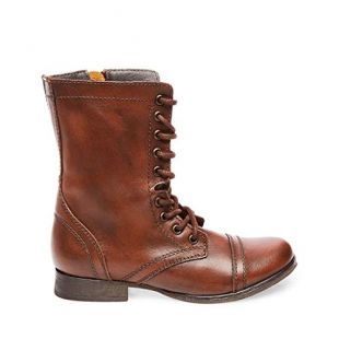 Steve Madden Women's Troopa Combat Boot, Brown Leather, 5 M US