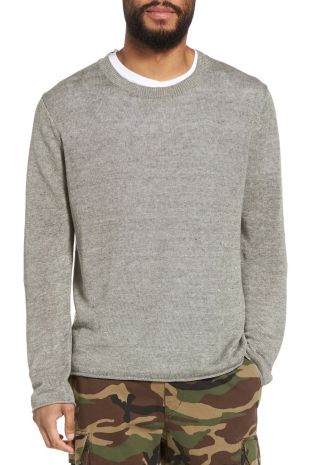 Vince Slim Fit Linen Crew Neck Sweater