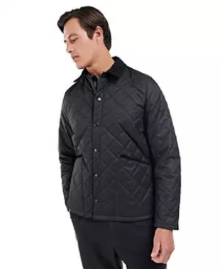 Checked Herron Quilted Jacket, Charcoal