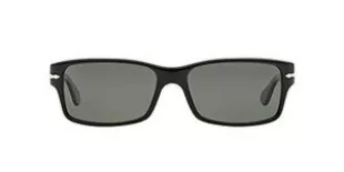 PO2803S Rectangular Sunglasses, Black/Green Polarized, 58 mm
