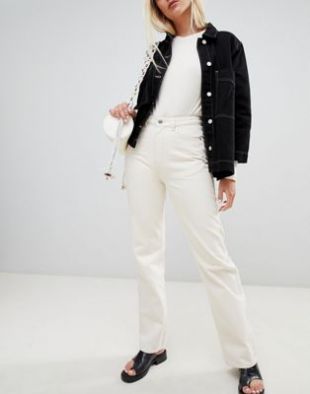 Row mom jeans with organic cotton in off white