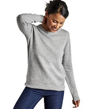 WoolOvers Ladies Cashmere Blend Crew Neck Jumper Grey Marl, XS