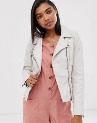 Veste en similicuir - Blanc cassé