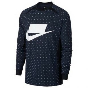 Mens Nike Knit Block Logo Long Sleeve T-Shirt Sz L XL Navy Blue White 930325 451  | eBay