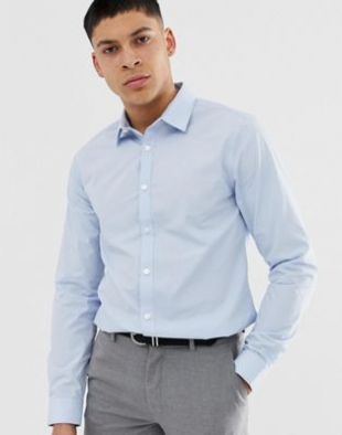 Chemise en popeline coupe classique - Bleu clair