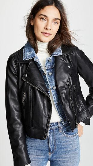 Faux Leather Jack­et