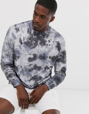 ASOS DESIGN - T-shirt manches longues décontracté effet tie-dye - Gris | ASOS