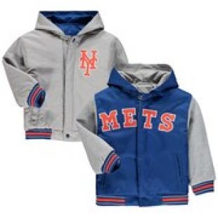 New York Mets JH Design Toddler Reversible Hooded Jacket - Royal